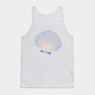 Blue and tan clam shell Tank Top